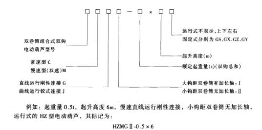 雙鉤電動葫蘆標識方法